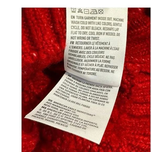 NEW American Eagle AE‎ XS Red Soft & Cozy Mixed Stitch Sweater NWT - Picture 8 of 8